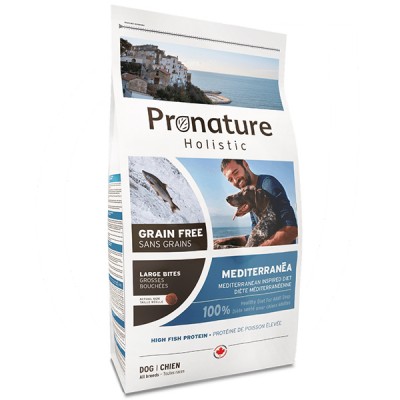 Pronature Holistic Dog Mediterranea Large Bites лосось з в'яленими помідорами, беззерновий холістик корм для собак середніх і великих порід 12 кг