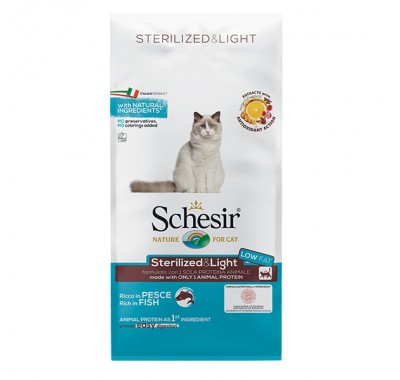Schesir Cat Sterilized &amp; Light Fish сухий монопротеїновий корм для стерилізованих кішок 10 кг