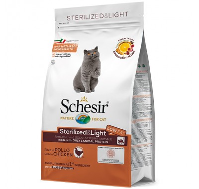 Schesir Cat Sterilized &amp; Light Chicken сухий монопротеїновий корм для стерилізованих кішок 1,5 кг
