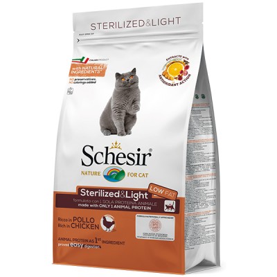 Schesir Cat Sterilized &amp; Light Chicken сухий монопротеїновий корм для стерилізованих кішок 1,5 кг