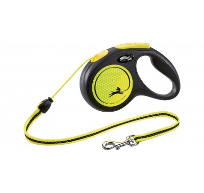 Рулетка для собак Flexi NEON XS 3м/8кг, жовта (Трос) 8025208