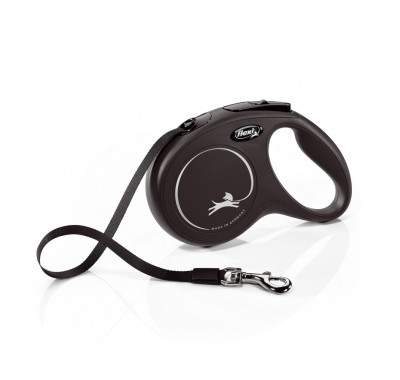 Рулетка для собак Flexi Classic L 5м/50кг, чорна (Лента) 8032329