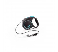 Рулетка для собак Flexi Black Design XS 3м/8кг, блакитна (Трос) 8033234