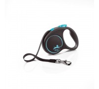 Рулетка для собак Flexi Black Design S 5м/15кг, блакитна (Лента) 8033937