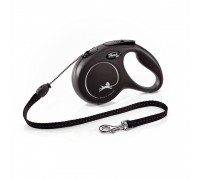 Рулетка для собак Flexi Classic М 5м/20кг, чорна (Трос) 8022627