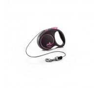 Рулетка для собак Flexi Black Design XS 3м/8кг, рожева (Трос) 8033210
