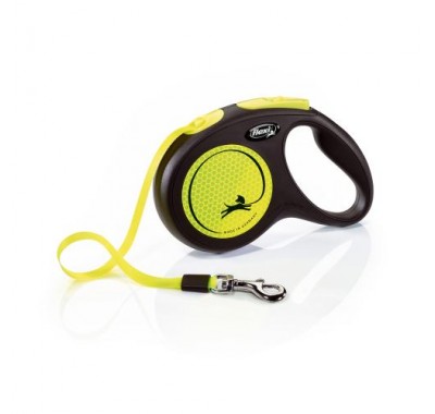 Рулетка для собак Flexi NEON М 5м/25кг, жовта (Лента) 8031704