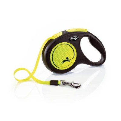 Рулетка для собак Flexi NEON М 5м/25кг, жовта (Лента) 8031704