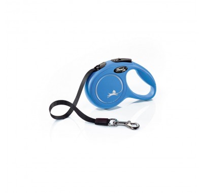 Рулетка для собак Flexi Classic S 5м/15кг, синяя (Лента) 8023211