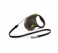 Рулетка для собак Flexi Black Design S 5м/12кг, зелена (Трос) 8033326