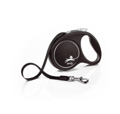 Рулетка для собак Flexi Black Design М 5м/25кг, серая (Лента) 8034002