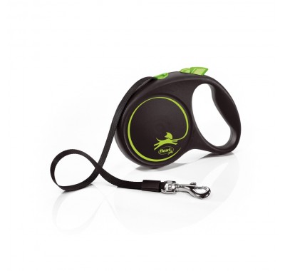 Рулетка для собак Flexi Black Design L 5м/50кг, зеленая (Лента) 8034125