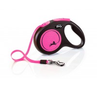 Рулетка для собак Flexi NEON М 5м/25кг, рожева (Лента) 8032107