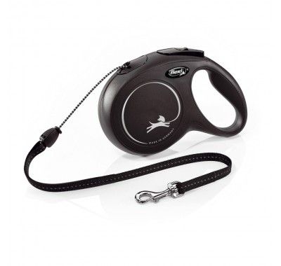 Рулетка для собак Flexi Classic Long M 8м/20кг, чорна (Трос) 8022825