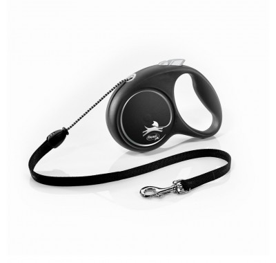 Рулетка для собак Flexi Black Design М 5м/20кг, сіра (Трос) 8033401