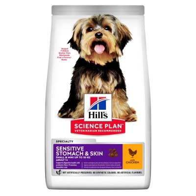 Hill's Science Plan Sensitive Stomach &amp; Skin для дорослих собак дрібних порід із куркою 1,5 кг