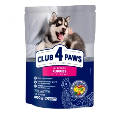 Club 4 Paws Premium сухий корм для цуценят всіх порід з високим вмістом курки 400 г