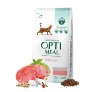Optimeal Сухой корм для стерилизованных кошек и кастрированных котов с говядиной и сорго 650 г