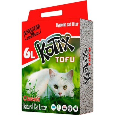 Соєвий наповнювач для котячого лотка на основі тофу KOTIX TOFU Classic 6 л