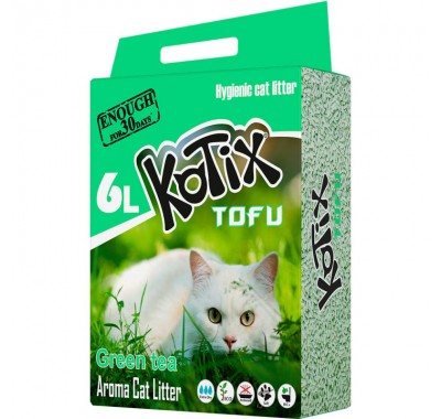 Соєвий наповнювач для котячого лотка на основі тофу KOTIX TOFU Green Tea 6 л
