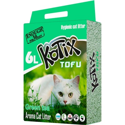 Соєвий наповнювач для котячого лотка на основі тофу KOTIX TOFU Green Tea 6 л