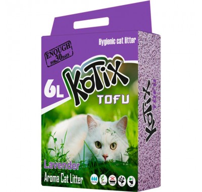 Соєвий наповнювач для котячого лотка на основі тофу KOTIX TOFU Lavender 6 л