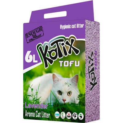 Соєвий наповнювач для котячого лотка на основі тофу KOTIX TOFU Lavender 6 л
