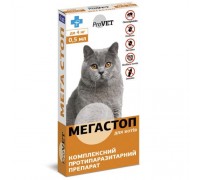 Краплі на холку ProVET «Мега Стоп» для кішок до 4 кг, 4 піпетки PR020073