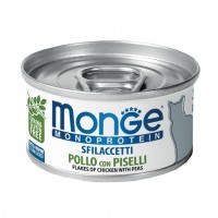 Вологий корм Monge Cat Monoprotein м'ясні пластівці курка з горошком 80 г 70007184