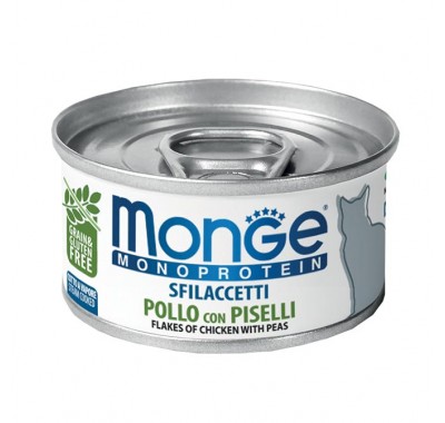 Вологий корм Monge Cat Monoprotein м'ясні пластівці курка з горошком 80 г 70007184