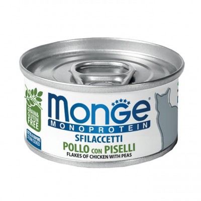 Вологий корм Monge Cat Monoprotein м'ясні пластівці курка з горошком 80 г 70007184