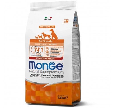 Сухий корм для собак Monge Puppy & Junior качка з рисом 2,5 кг 70011037