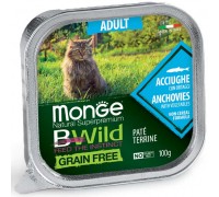 Вологий корм MONGE CAT BWILD GR.FREE WET Adult анчоус з овочами 100 г 70012874