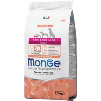 Сухий корм для собак Monge Dog Extrasmall Adult лосось з рисом 2,5 кг 70011464
