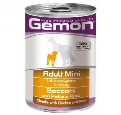 Вологий корм Gemon Dog Wet Mini Adult шматочки з куркою та рисом 415 г 70387873