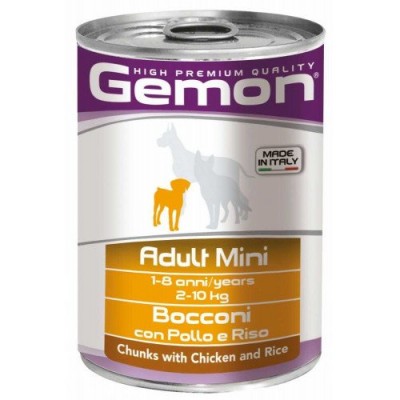 Вологий корм Gemon Dog Wet Mini Adult шматочки з куркою та рисом 415 г 70387873