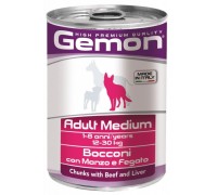 Вологий корм Gemon Dog Wet Medium Adult шматочки з яловичиною та печінкою 415 г 70387859