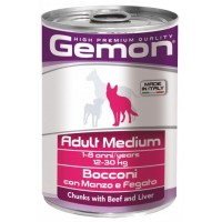 Вологий корм Gemon Dog Wet Medium Adult шматочки з яловичиною та печінкою 415 г 70387859