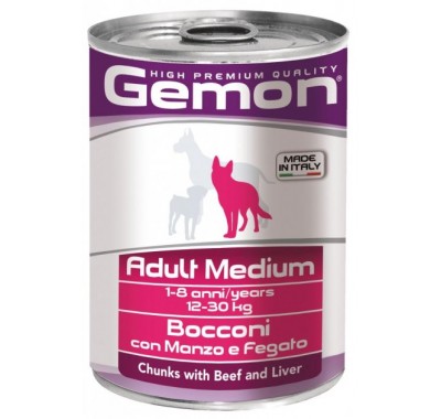 Вологий корм Gemon Dog Wet Medium Adult шматочки з яловичиною та печінкою 415 г 70387859