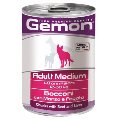 Вологий корм Gemon Dog Wet Medium Adult шматочки з яловичиною та печінкою 415 г 70387859