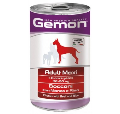 Вологий корм Gemon Dog Wet Maxi Adult шматочки з яловичиною та рисом 1,25 кг 70387903