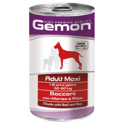 Вологий корм Gemon Dog Wet Maxi Adult шматочки з яловичиною та рисом 1,25 кг 70387903