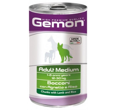 Влажный корм Gemon Dog Wet Medium Adult кусочки с ягненком и рисом 1,25 кг 70387910