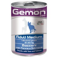 Вологий корм Gemon Dog Wet Medium Adult шматочки з тунцем та лососем 415 г 70387880