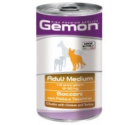 Вологий корм Gemon Dog Wet Medium Adult шматочки з куркою та індичкою 1,25 кг 70387927