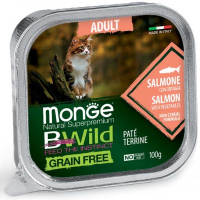 Вологий корм MONGE CAT BWILD GR.FREE WET Adult лосось з овочами 100 г 70012881