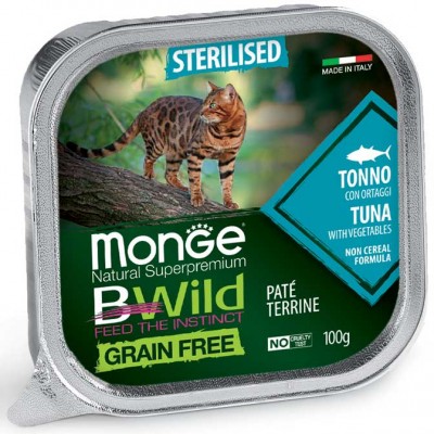 Вологий корм MONGE CAT BWILD GR.FREE WET Sterilised тунець з овочами 100 г 70012898