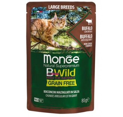 Вологий корм Monge Cat Bwild Gr.Free WET буйвол (для кішок великих порід з 2-х місяців) 85 г 70012751