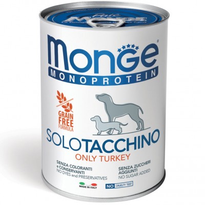 Вологий корм для собак Monge Dog Solo 100% індичка 400 г 70014229
