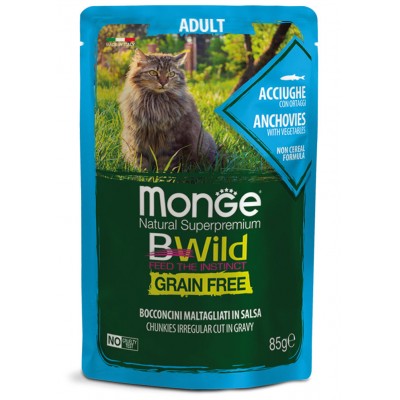 Вологий корм Monge Cat Bwild Gr.Free WET анчоус з овочами 85 г 70012775